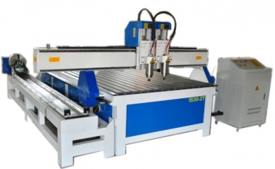 CNC Router Milling XJ1325-2T machine 2 Heads + Rotary Device